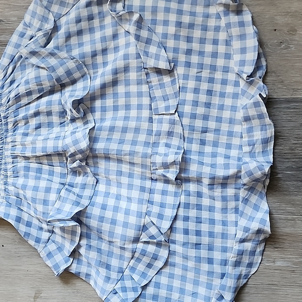 Blue Gingham Mini Dress - Picture 7 of 12